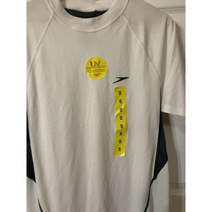 NEW Men's Sz S Speedo UV Block the‎ Burn Shirt White